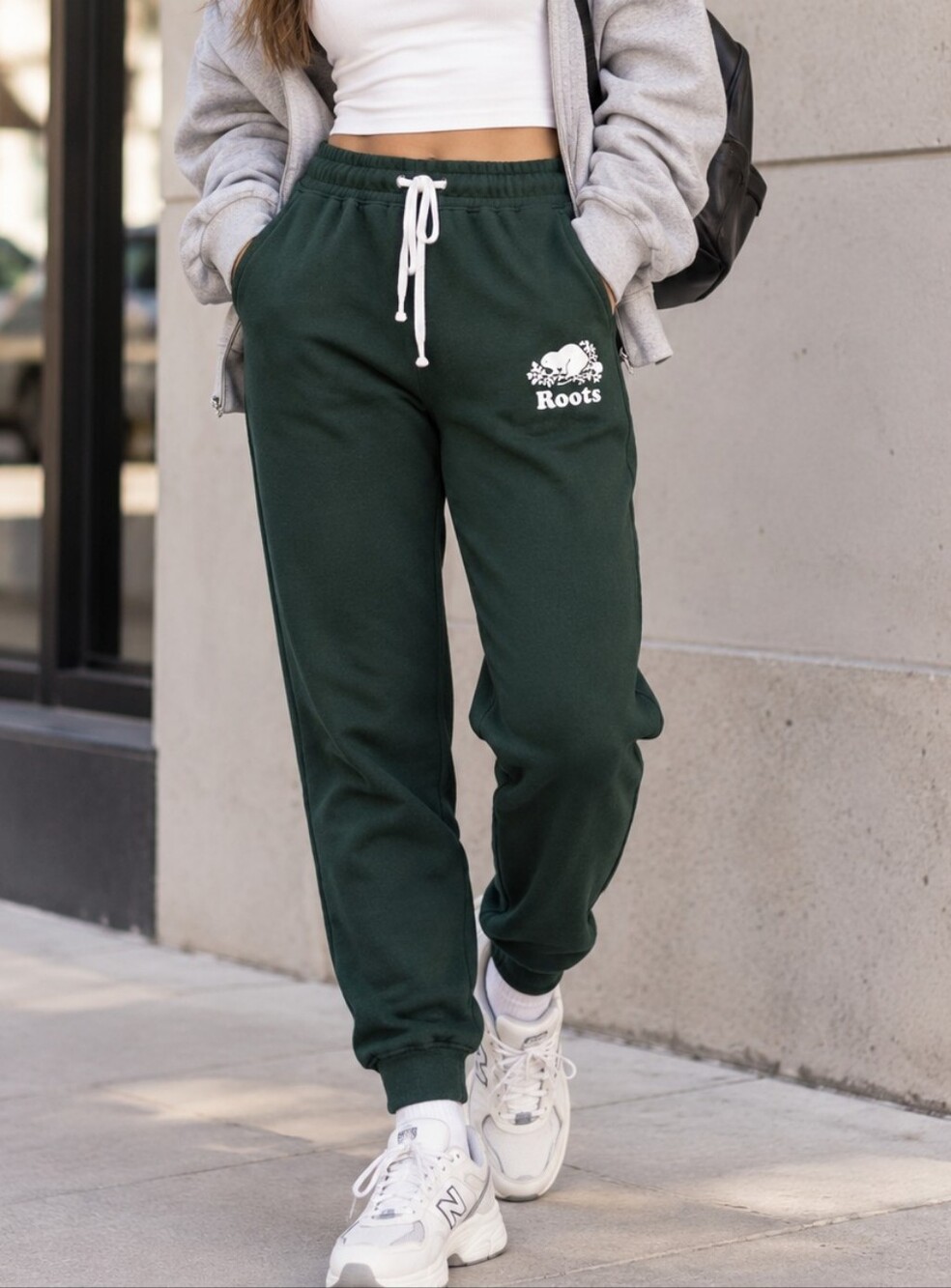 Roots Jogger Sweatpants Green Women's Size S Drawstring